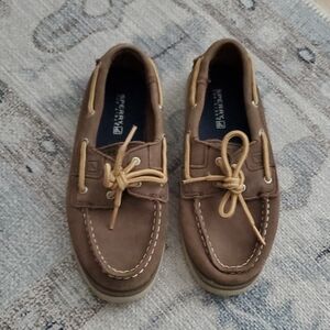 Sperry Leeward Boys Brown Slip-on Boat Shoes Sz1.5